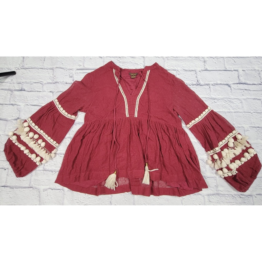 Women's Red Boho Anthropologie Vineet Bahl Blouse